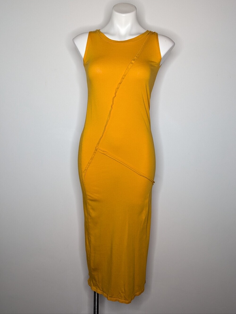 See You Monday Yellow Orange Sleeveless Cotton Blend Midi Dress XS